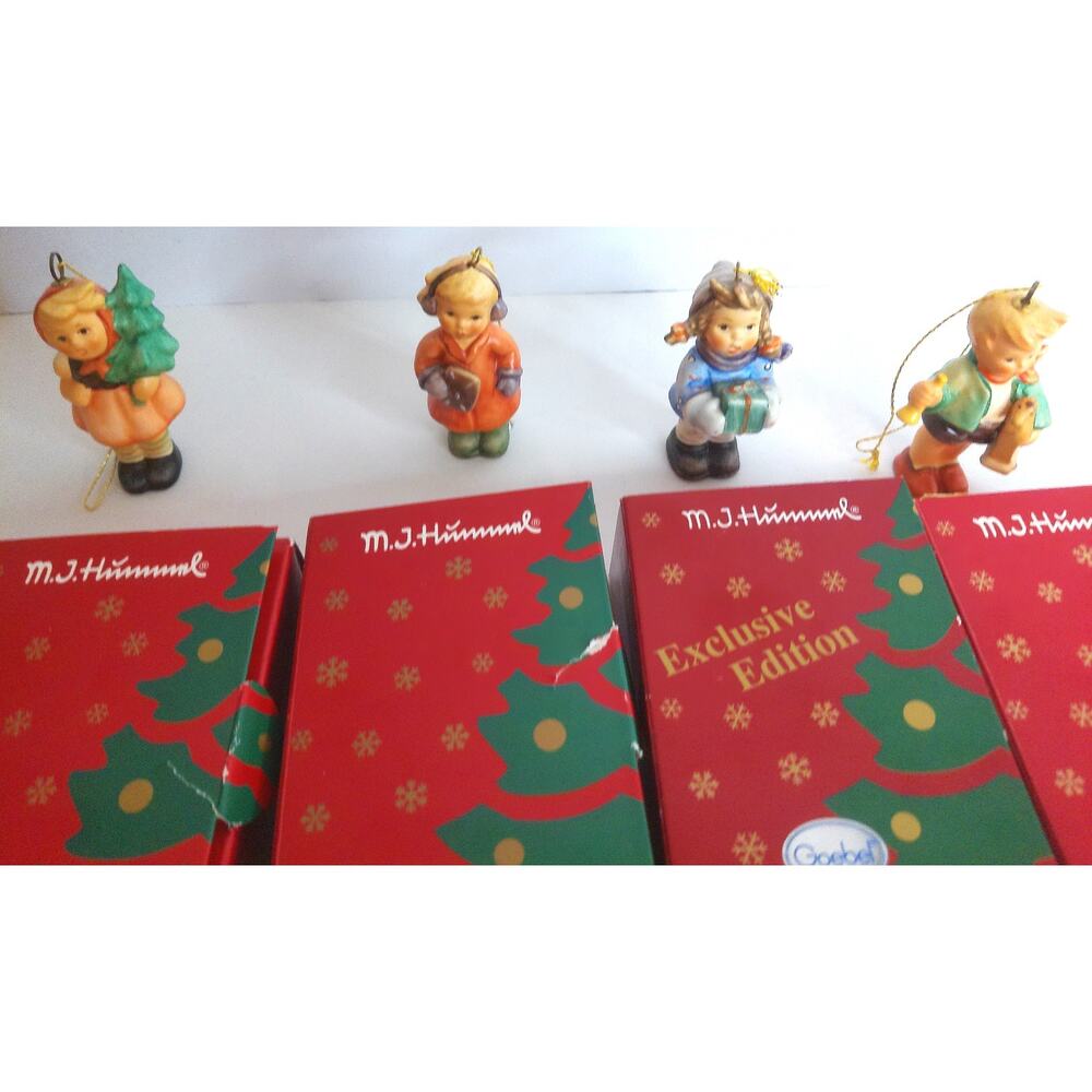 Vintage Goebel M J Hummel Christmas Ornaments Set 4 1209 1493 1679 1215 Holiday